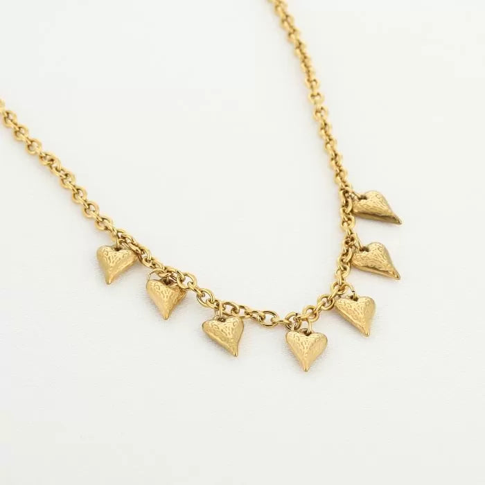 Bedelketting met hartjes goud