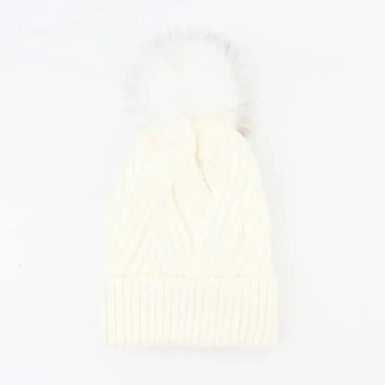 Wintermuts met pompom off white