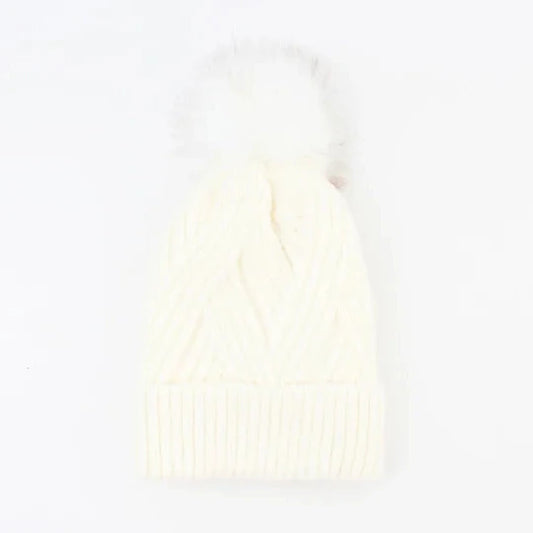 Wintermuts met pompom off white